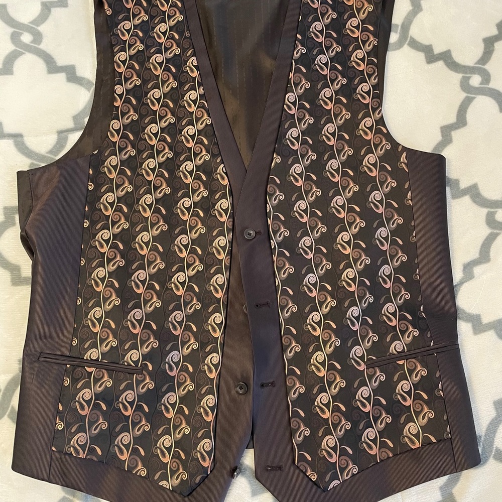 Vest Paisley Brown 48L men man preowned dress